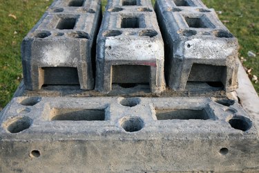 Stacked cinder blocks