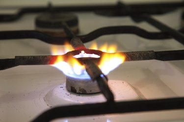 gas burning from a kitchen stove