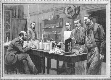 Scientists in physics lab in Sarbonne, Paris