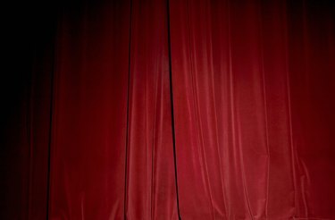 Red velvet stage curtain, close-up