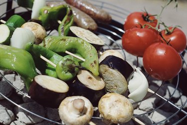 Vegetables cooking on barbecue