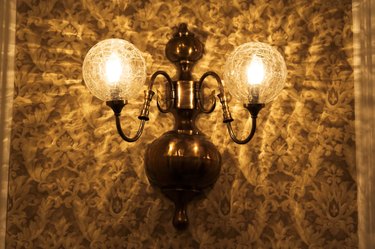 Old lamp and wallpaper