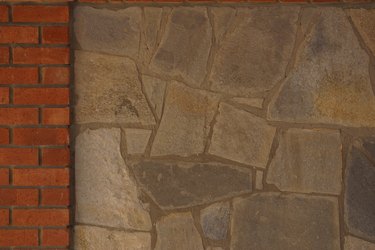 Stone wall with brick border