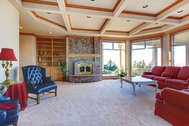 Luxuriant family room with fireplace and elegant furniture