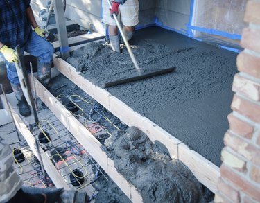New cement steps being poured with heat cable