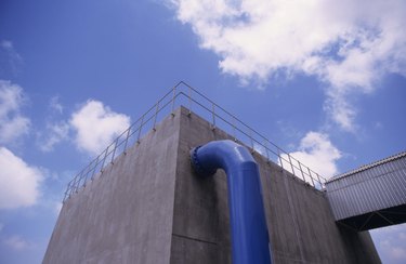 Water treatment building at Desalination Plant, Cyprus, low angle view
