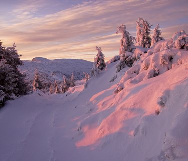 Winter mountain sunset
