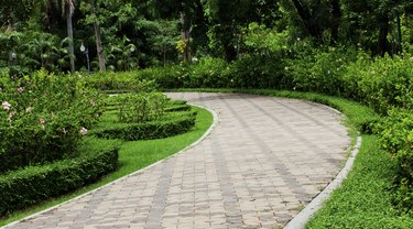 Pavement made of stone in beautiful garden