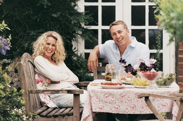 Portrait of Couple at Lunch in Their Garden