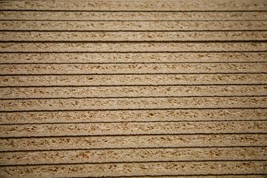 Close-up of stack of particleboard