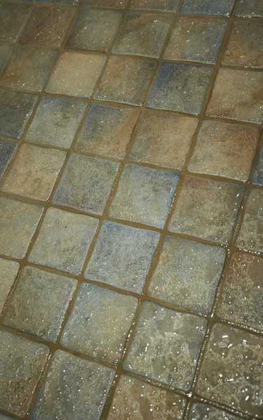 Wet tile floor