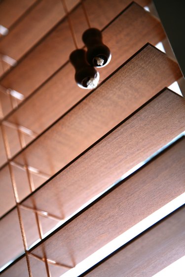 Wooden slats in venetian blind