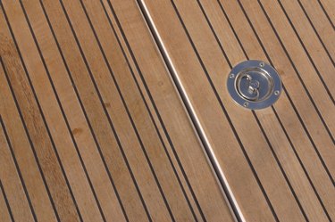 Teakwood deck of boat