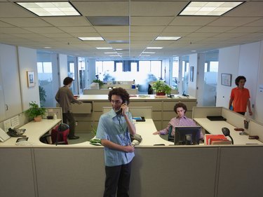 Young man working in office (Multiple Exposure)
