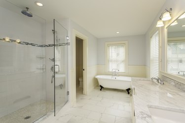 Large Bathroom with Enclosed Glass Shower