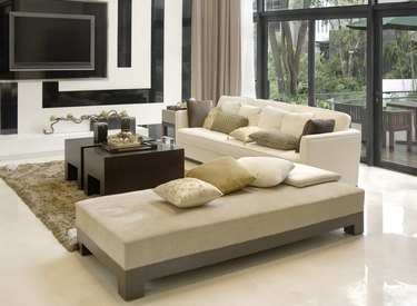 living-room with the modern furniture