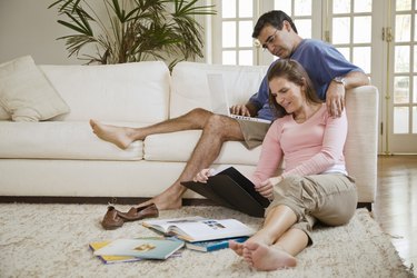 Couple reading at home