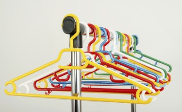 Rack of clothes with empty hangers.