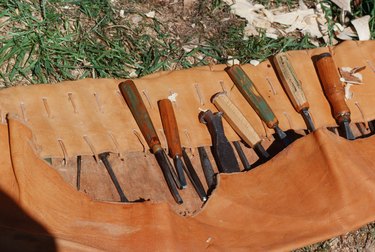 Tools in leather tool belt