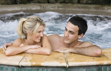 Couple relaxing in spa together