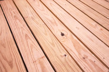 Rows of stained wood planks