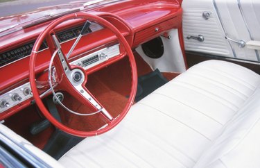 Steering wheel of vintage car