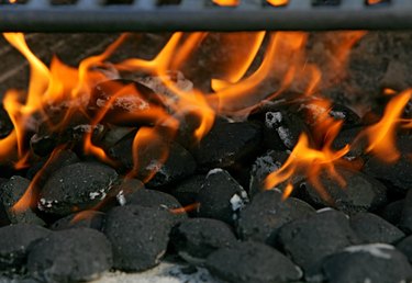 Closeup of Charcoal Briquettes and Flames