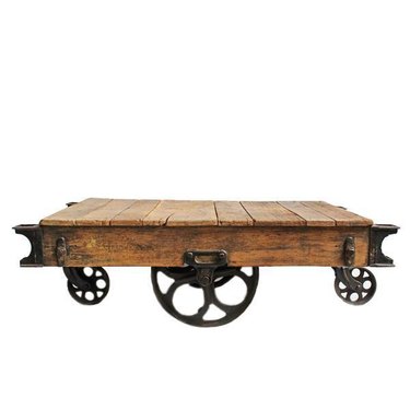 Chairish Vintage Industrial Cart coffee table.