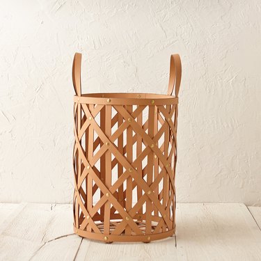 Woven Leather Cylinder Basket