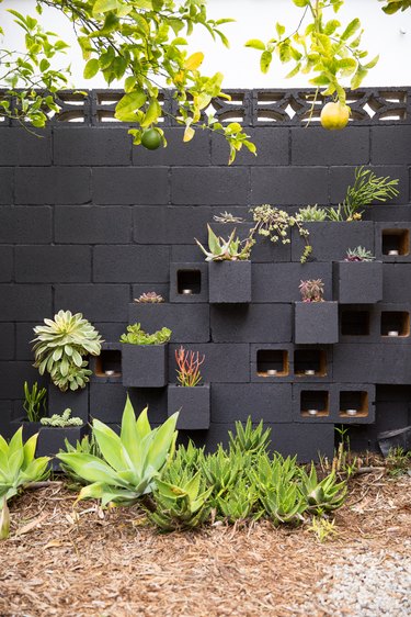 cinderblock garden wall