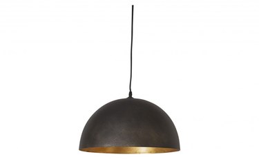 Black bell-shaped pendant light with gold interior