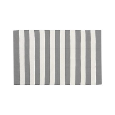 Grey and white striped rug