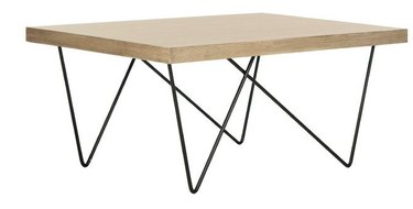 minimal midcentury coffee table with iron legs