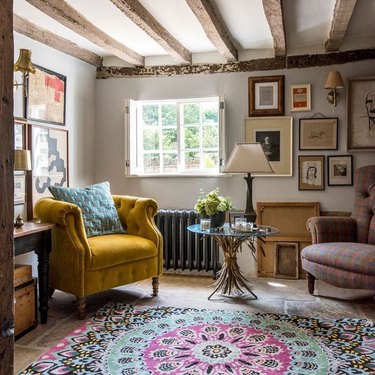patterned textiles English country home