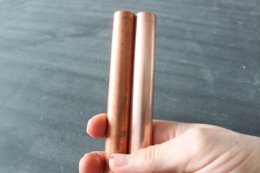 Detail of shined and unshined copper