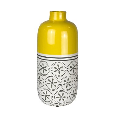 Sagebrook Home Yellow and White Ceramic Vase