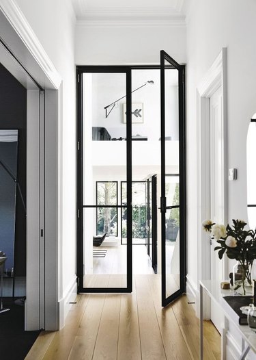 Glass doors with black frame