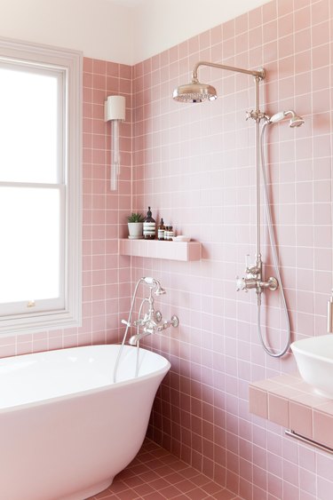 pink shower tile