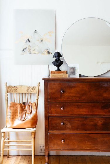 bedroom with vintage dresser