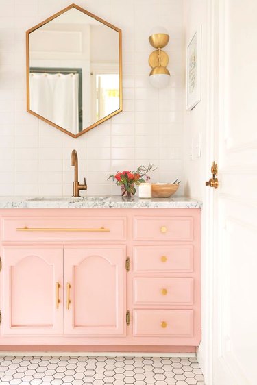 pink and gold bathroom