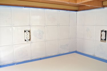 tile after one coat of paint