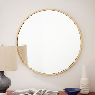 Metal Framed Round Wall Mirror