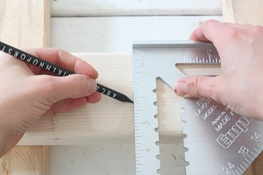 Marking the cut line on the 2x4