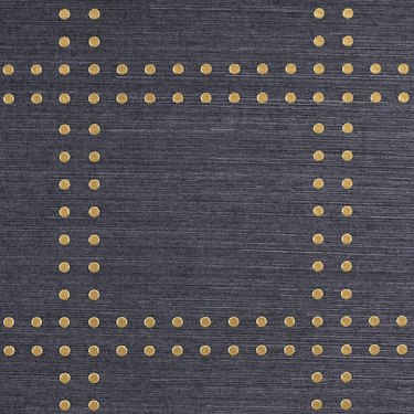 Navy wallpaper with gold rivets