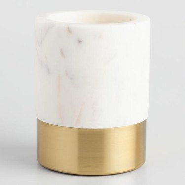marble and brass pencil cup
