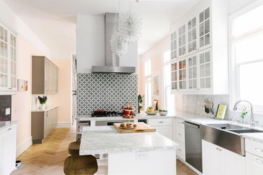 minimal white kitchen ceiling light