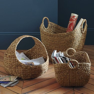 Large curved woven baskets from West Elm
