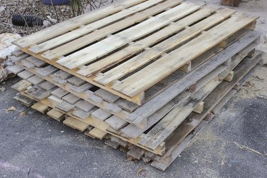 4 stacked pallets