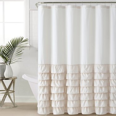 Ruffled shower curtain