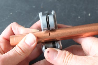Detail of tube cutter and copper